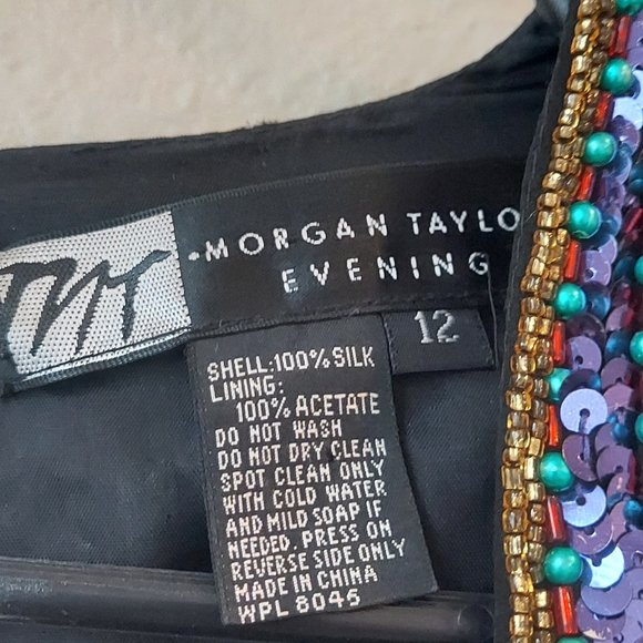 Unbelievable Vintage 80s Morgan Taylor Evening Ware Sequins and Beaded Silk Mini - Picture 10 of 10